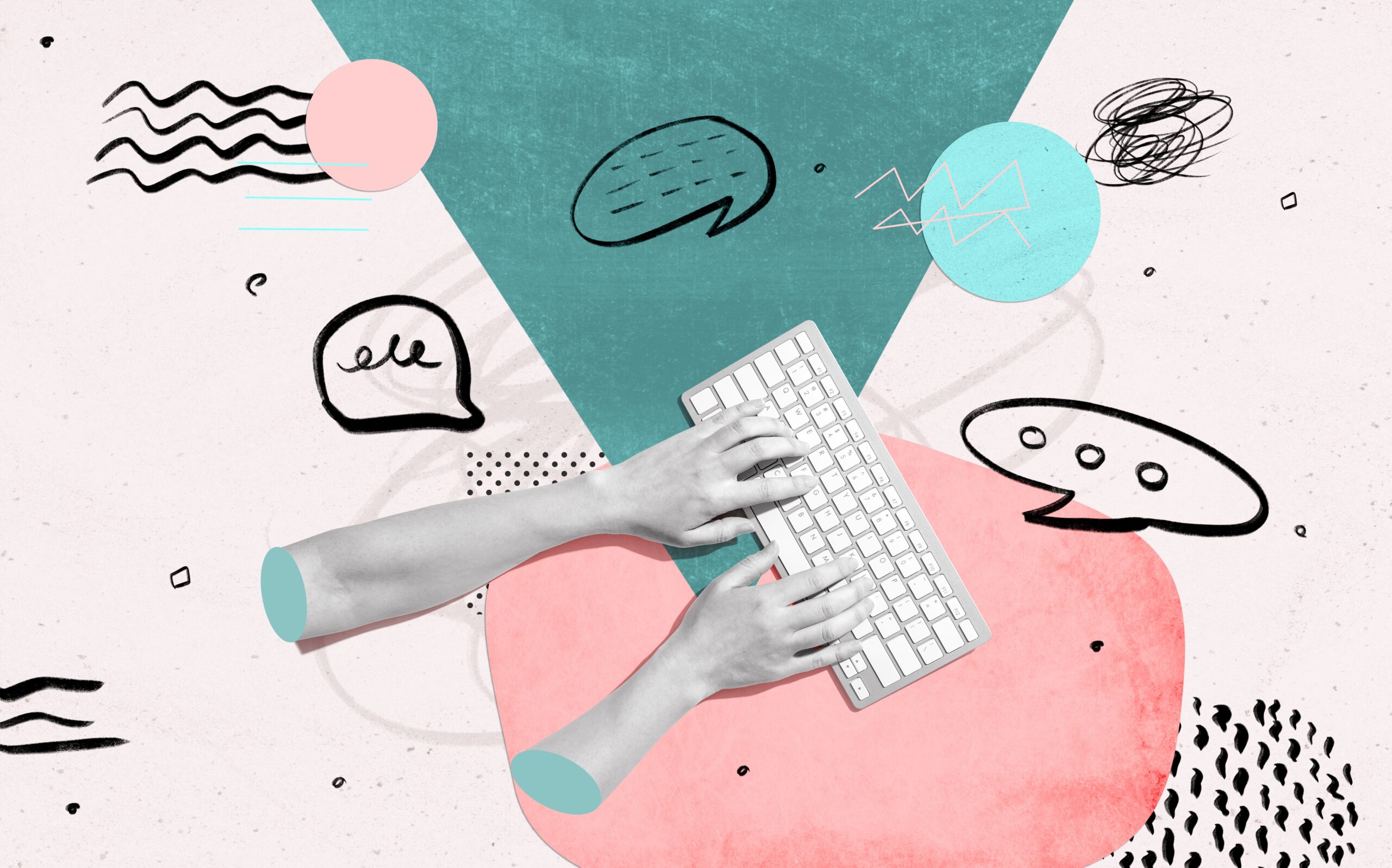 Speech,Bubbles,And,A,Computer,Keyboard,-,Photo,Collage