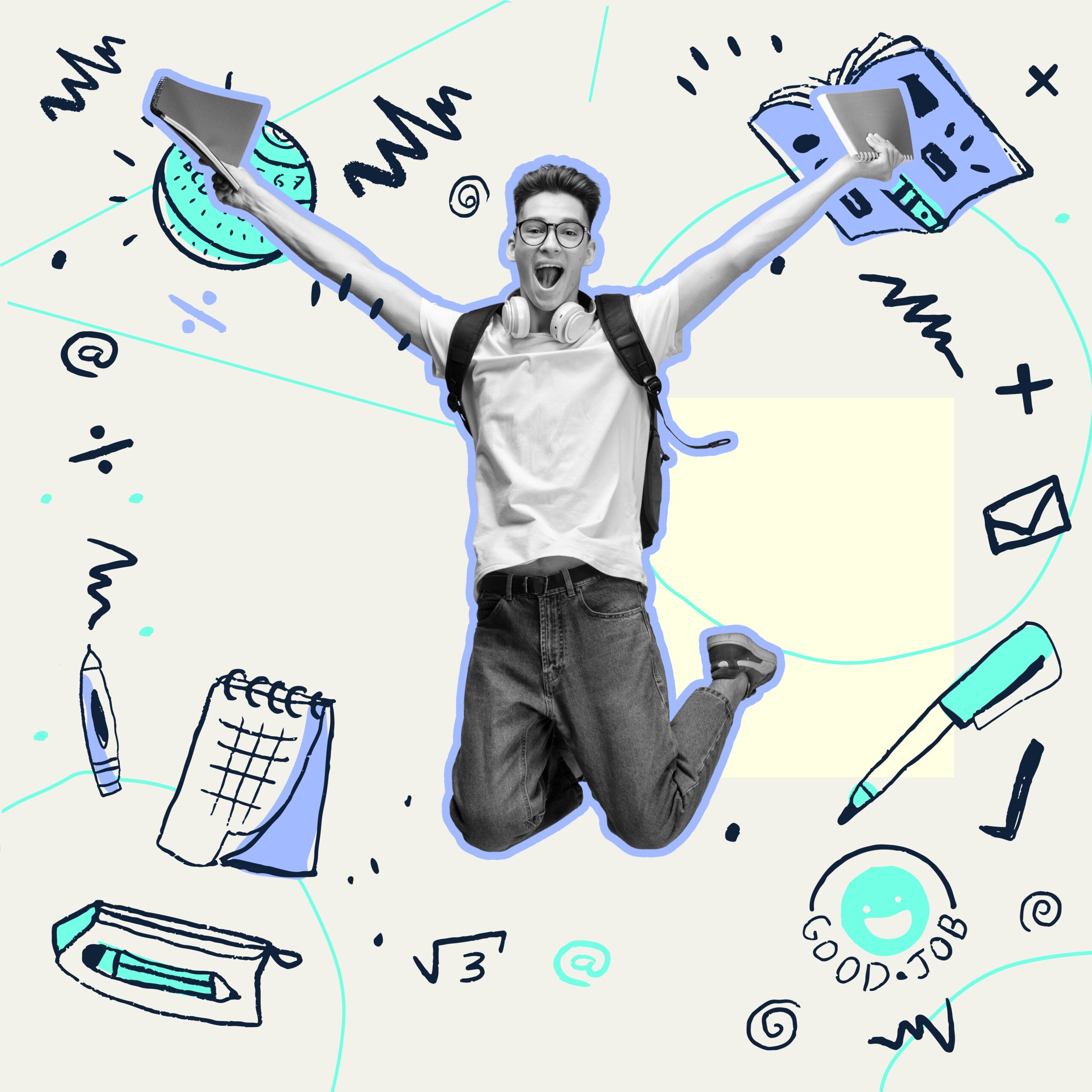 Happy,Online,Education,System,Concept.,Contemporary,Art,Collage,Of,Student